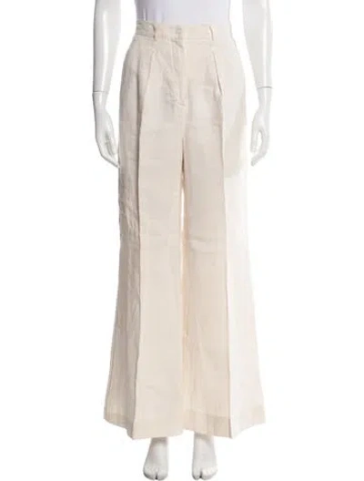 Pre-owned Weekend Max Mara Linen Wide Leg Pants In Neutral