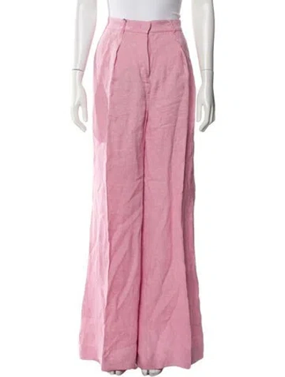 Pre-owned Weekend Max Mara Linen Wide Leg Pants In Pink