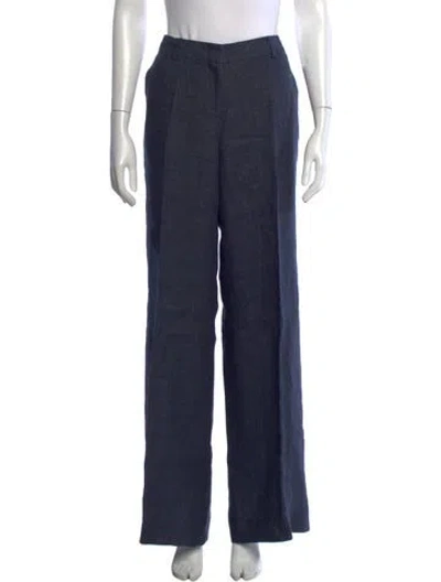 Pre-owned Weekend Max Mara Linen Wide Leg Pants W/ Tags In Blue