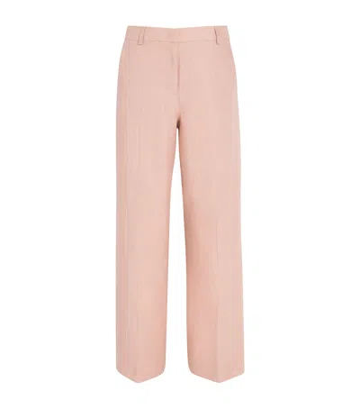 Weekend Max Mara Linen Wide-leg Trousers In Pink