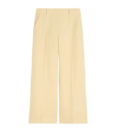 Weekend Max Mara Linen Wide-leg Trousers In Yellow