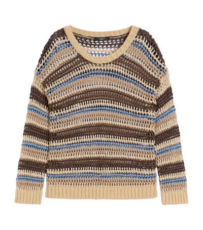 Weekend Max Mara Linen-blend Open-knit Sweater In Brown