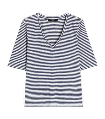 Weekend Max Mara Linen-blend Stripe T-shirt In Multi