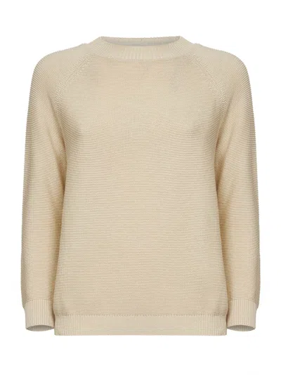 Weekend Max Mara Link-stitch Cotton Knit Sweater In Neutral