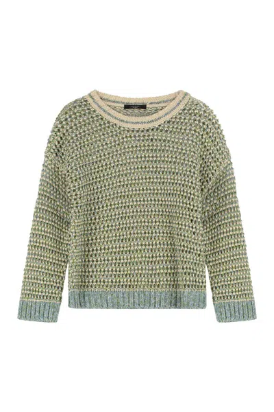 Weekend Max Mara Liuto Long Sleeve Crew-neck Sweater In Green