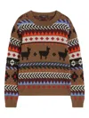 Weekend Max Mara Llama-pattern Crew-neck Sweater In Brown