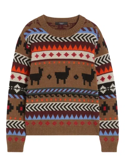 WEEKEND MAX MARA LLAMA-PATTERN CREW-NECK SWEATER