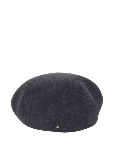 Weekend Max Mara Logo-detail Wool Beret In Gray
