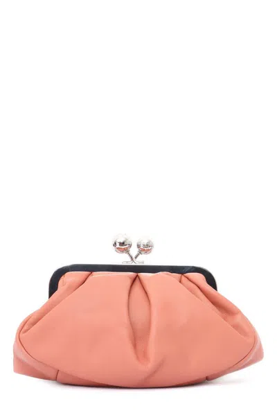Weekend Max Mara Logo Detailed Chain-link Cluth Bag In Pink