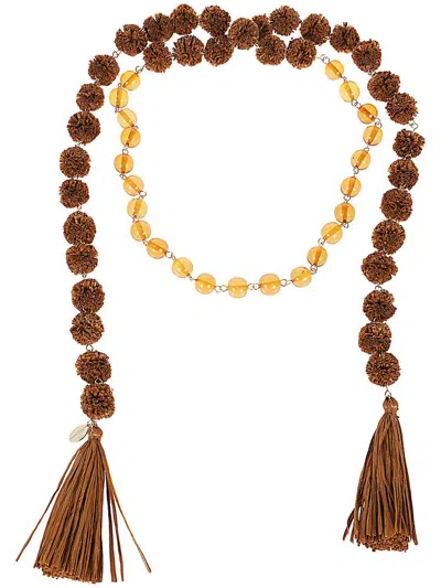 Weekend Max Mara Logo Detailed Necklace In Brown