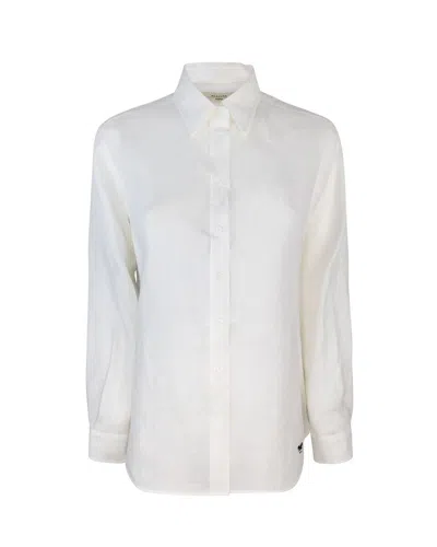 Weekend Max Mara Logo Embroidered Button-up Shirt In White