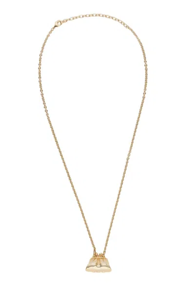 Weekend Max Mara Logo Engraved Necklace In Gold