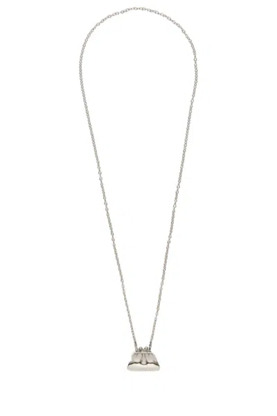 Weekend Max Mara Logo Engraved Necklace In Silver