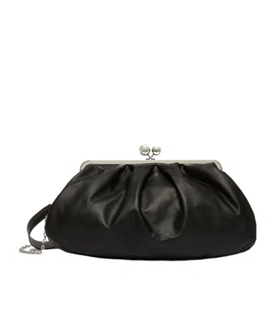 Weekend Max Mara Logo Engraved Shoulder Bag In Black