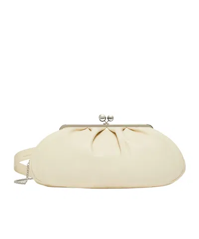 Weekend Max Mara Logo Engraved Shoulder Bag In White