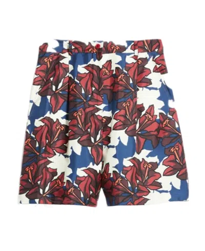 Weekend Max Mara Logo Floral Shorts In Red