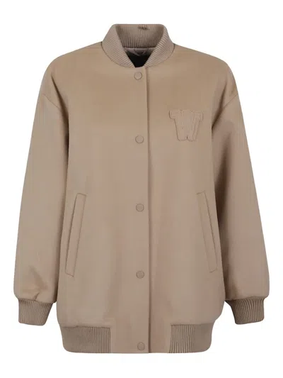 Weekend Max Mara Logo-patch Bomber Jacket In Blue