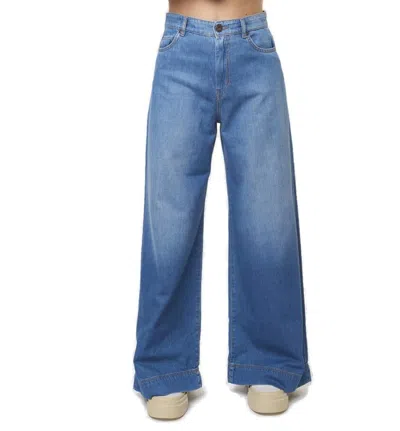 Weekend Max Mara Logo Patch Flared Jeans In Blue