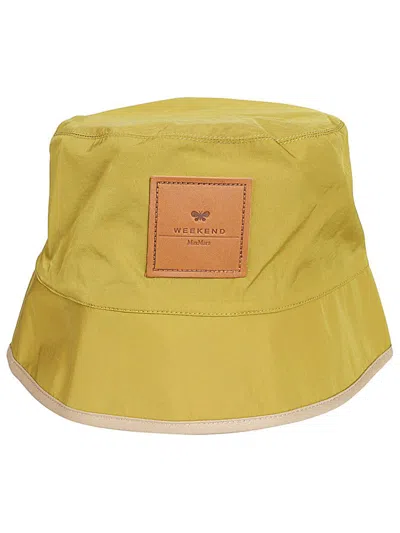 Weekend Max Mara Logo Patch Gabardine Hat In Yellow
