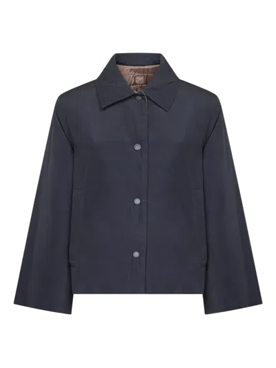 Weekend Max Mara Logo-patch Quilted Coat In Blue
