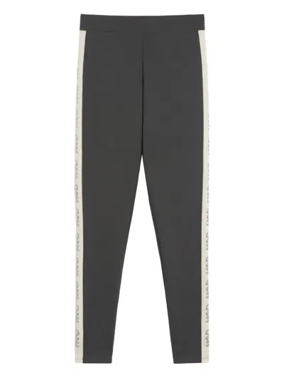 Weekend Max Mara Logo-tape Leggings In Gray