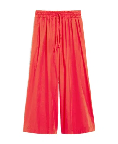 Weekend Max Mara Logo Wide-legged Casual Pants In Red