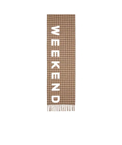 Weekend Max Mara Logo Wool Scarf In Nude