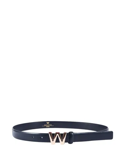 Weekend Max Mara Logo-buckle Leather Belt In Blue