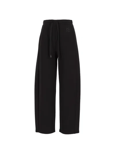 Weekend Max Mara Logo-embroidered Drawstring Track Pants In Black