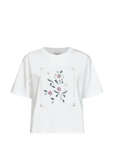 Weekend Max Mara Cross-stitch Floral Embroidery T-shirt In White