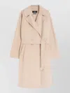 Weekend Max Mara Long Coat Belted Waist Notched Lapels In Gray
