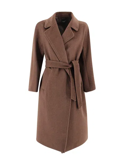 Weekend Max Mara Long Coat In Wool And Alpaca In Brown