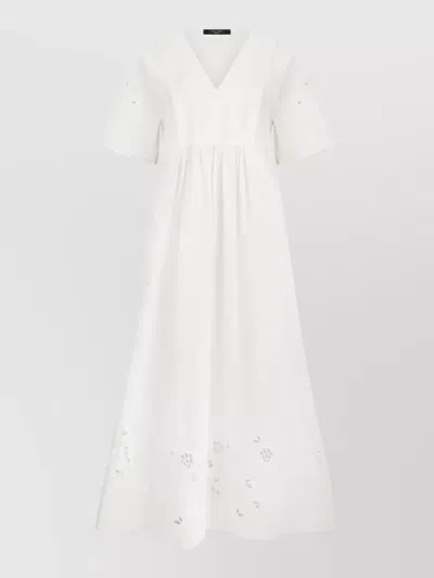 Weekend Max Mara Long Cotton Short-sleeve Dress In White