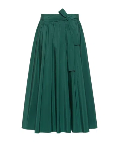 Weekend Max Mara Long Cotton-blend Taffeta Skirt In Green