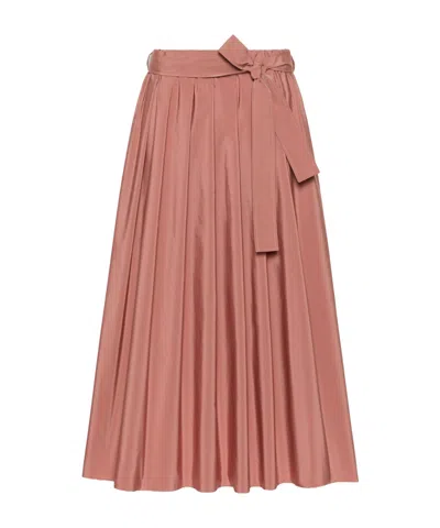 Weekend Max Mara Long Cotton-blend Taffeta Skirt In Pink