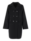 Weekend Max Mara Quilted Wool Double-breasted Coat In Black