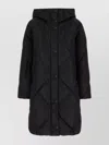 Weekend Max Mara Long Hooded Padded Quilted Coat In Black