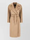 Weekend Max Mara Long Length Belted Coat With Notched Lapels In Neutral