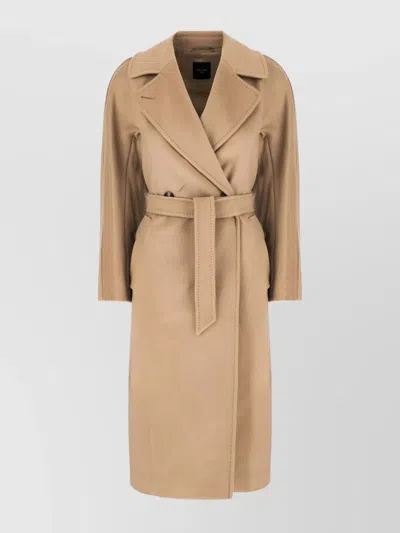 WEEKEND MAX MARA LONG LENGTH BELTED COAT WITH NOTCHED LAPELS