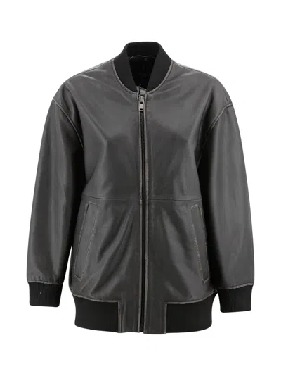 Weekend Max Mara Long Nappa Leather Bomber Jacket