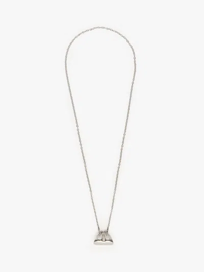 Weekend Max Mara Long Necklace With Large Pasticcino Bag Charm In Gray