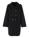 Weekend Max Mara Quilted Wool Double-breasted Coat In Black