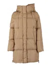 Weekend Max Mara Quilted Hooded Coat Drawstring Detail In Neutral