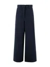 Weekend Max Mara High-waisted Wide Leg Trousers With Button Accents In Blue