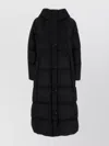 Weekend Max Mara Long Quilted Hooded Jacket In Black