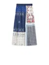 Weekend Max Mara Omens Luna Pleated Woven Midi Skirt Navy In Blue
