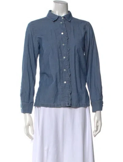 Pre-owned Weekend Max Mara Long Sleeve Blouse In Blue