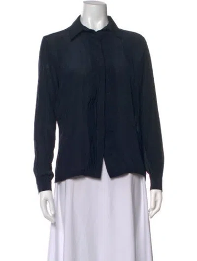 Pre-owned Weekend Max Mara Long Sleeve Blouse In Blue