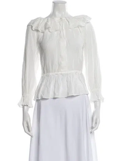 Pre-owned Weekend Max Mara Long Sleeve Blouse In White