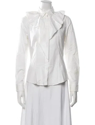 Pre-owned Weekend Max Mara Long Sleeve Blouse In White